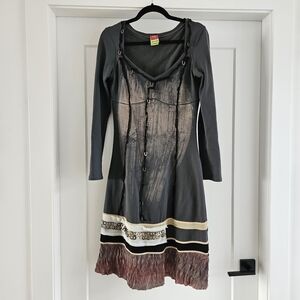 Save The Queen Artistic Y2K Victorian Gray and Brown Dress Size Medium